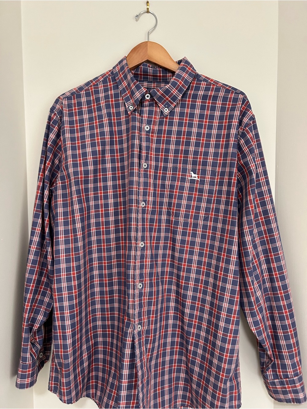 Over Under Non- Iron Classic Plaid Button-Down Shirt - Blue & Red